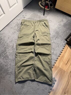 True Religion Double Knee Men's Green Carpenter Pants Baggy Drawstring Wide Leg